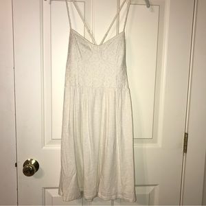 American Eagle white mini dress - size XS, lace flowers, flowy, cotton